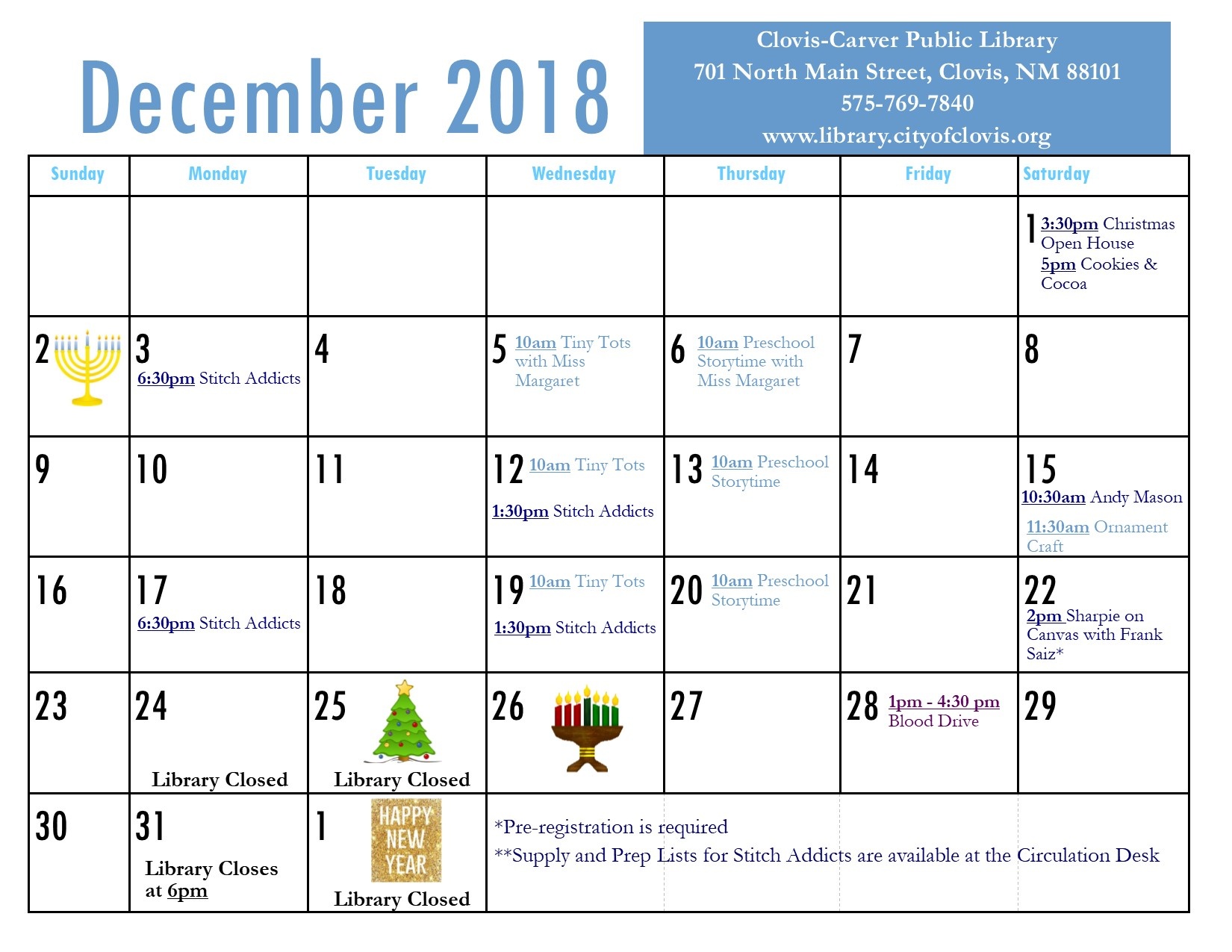 December 2018 Calendar