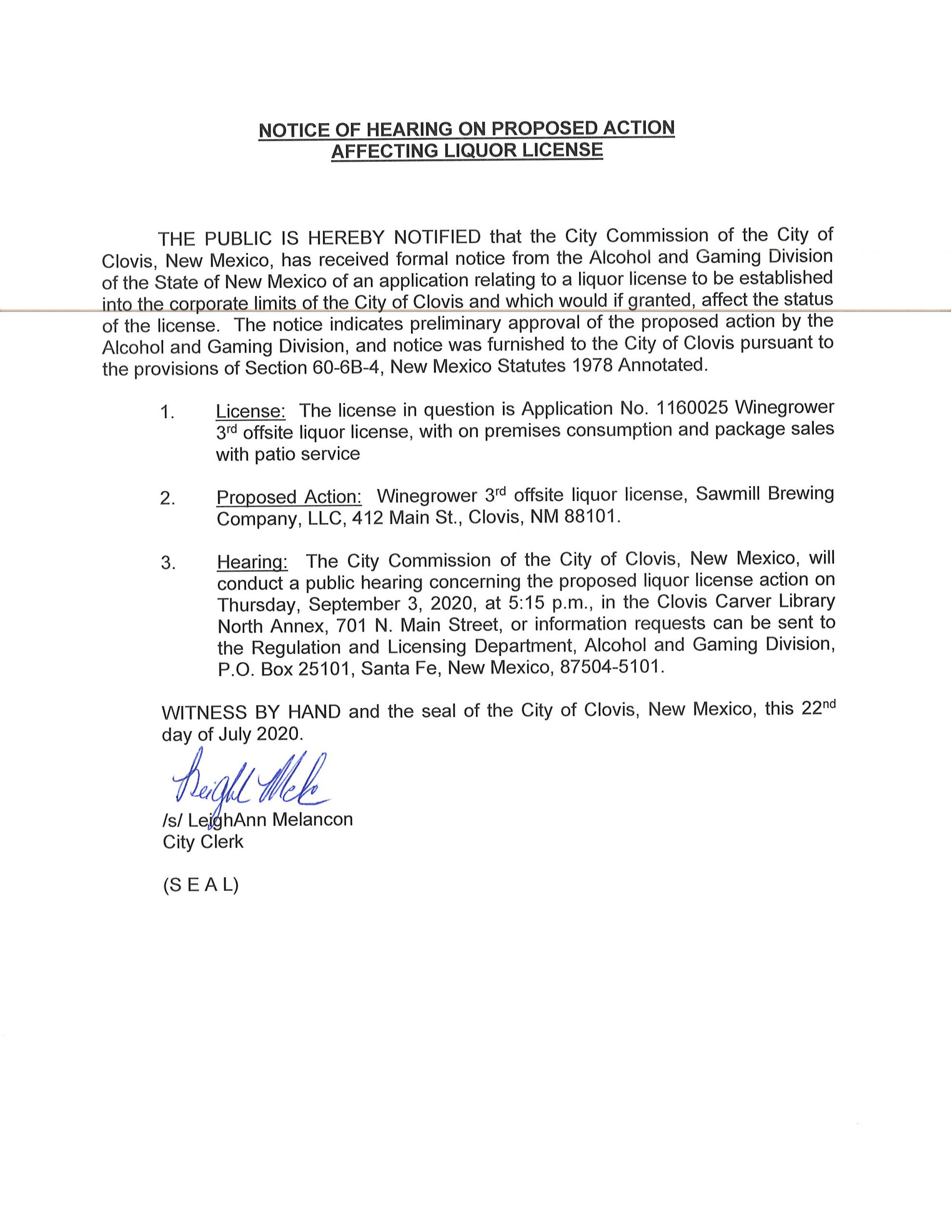 Notice of Hearing Notice of Hearing